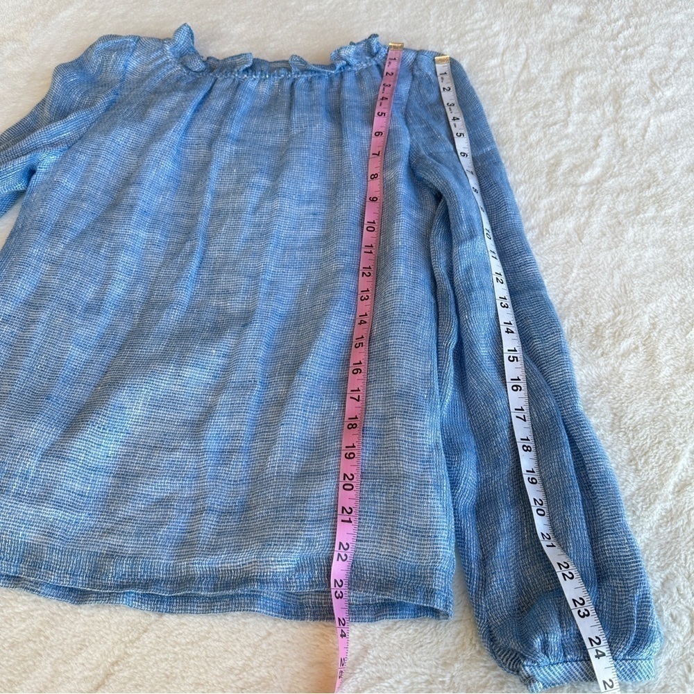 💥SALE💥 Goat NWOT Renoir Linen Cotton Blue Neck Long Sleeve Top Shirt XS (2) - Picture 5 of 12
